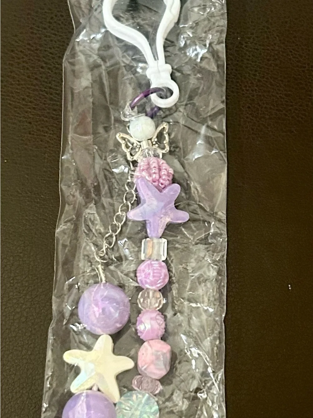 Purple Celestial Star Beaded Charm Keychain